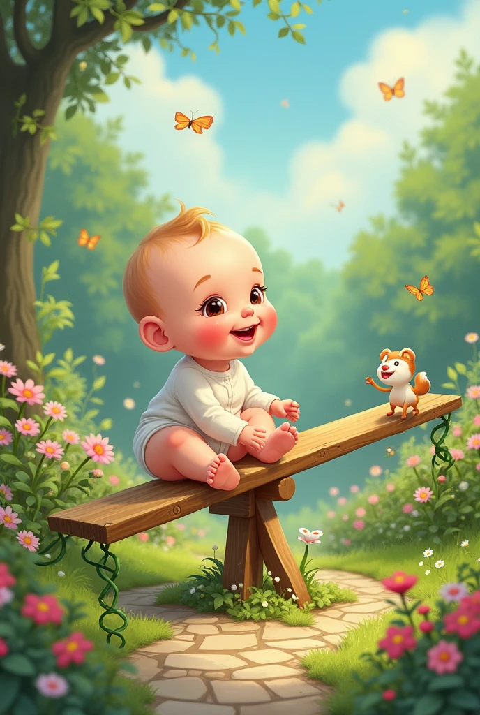 sea saw baby in garden