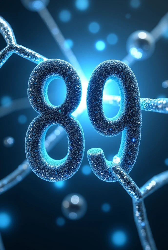 Simple image of a number 89 with chemical bonds in the background standing out from the 2D numbers