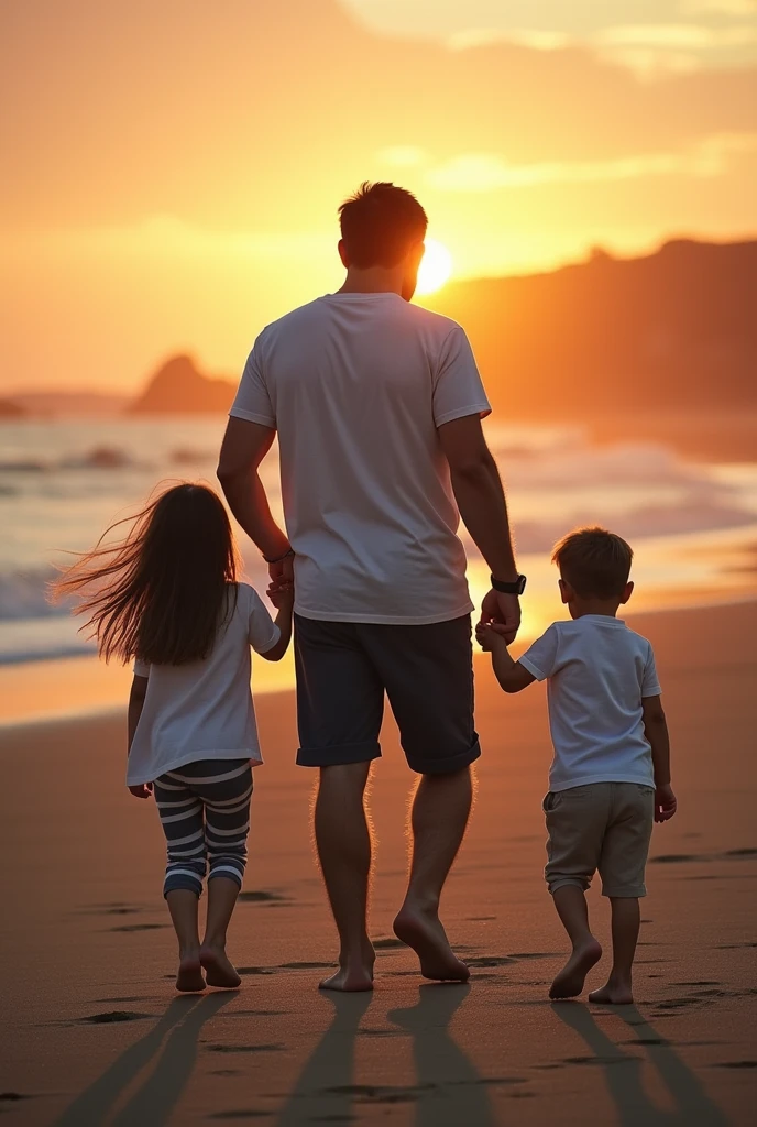 Create a picture of a father and his children