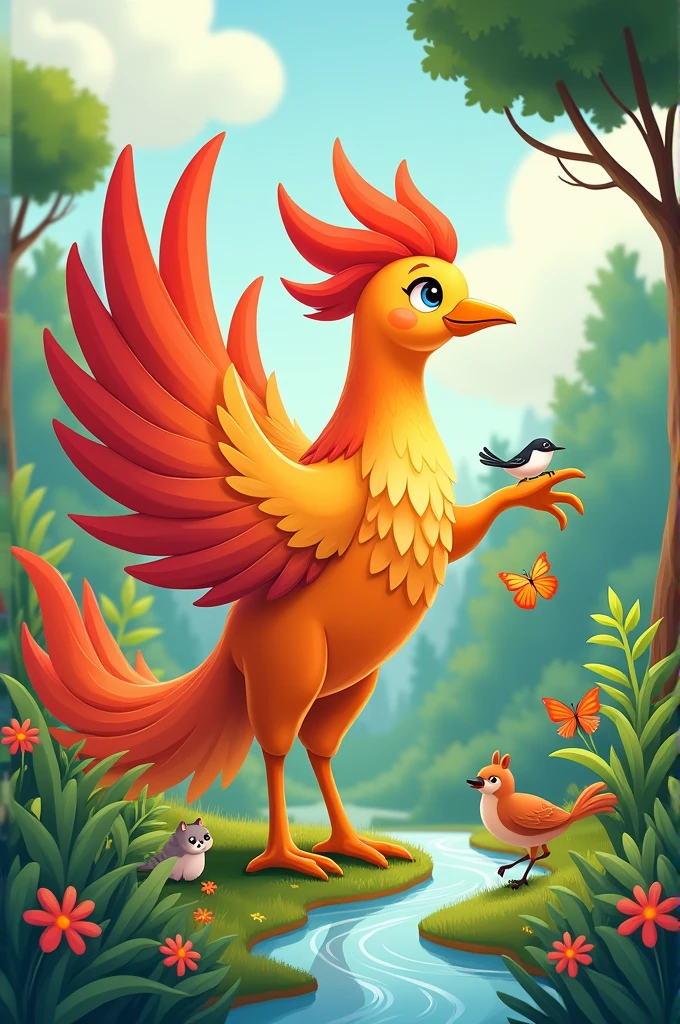 Cartoon of a phoenix caring for the environment