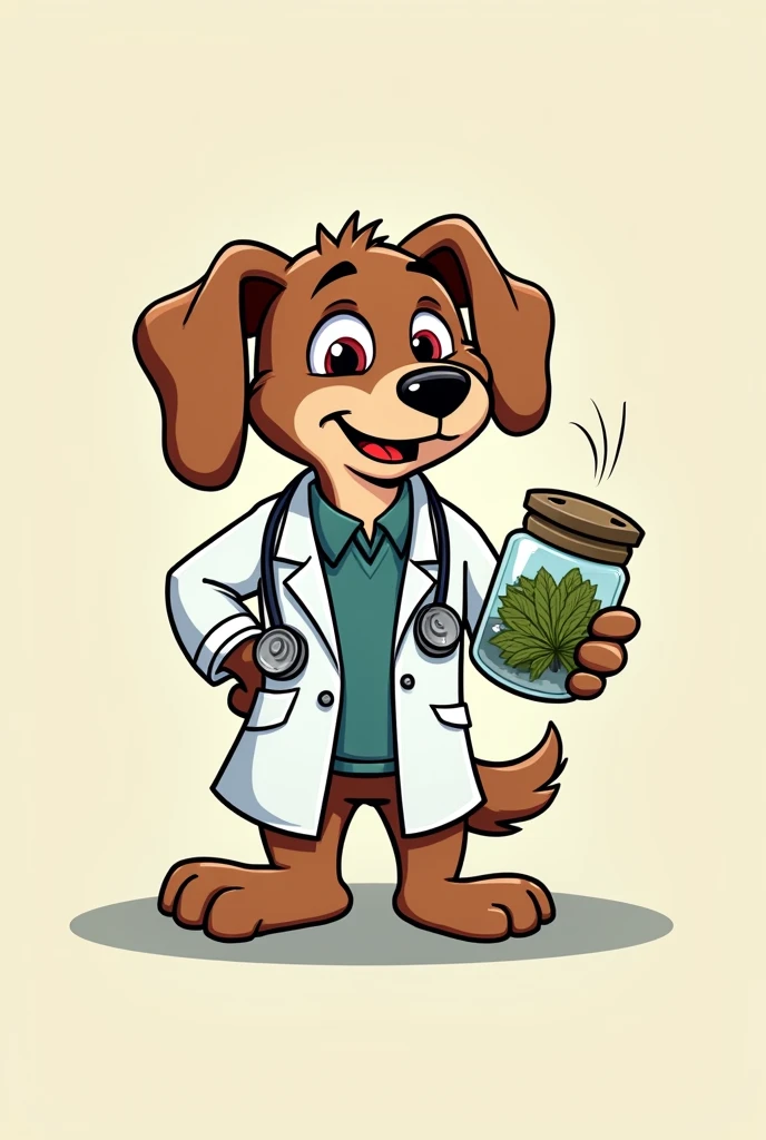 The Dogtor logo with conjunctivitis eyes and a marijuana jar