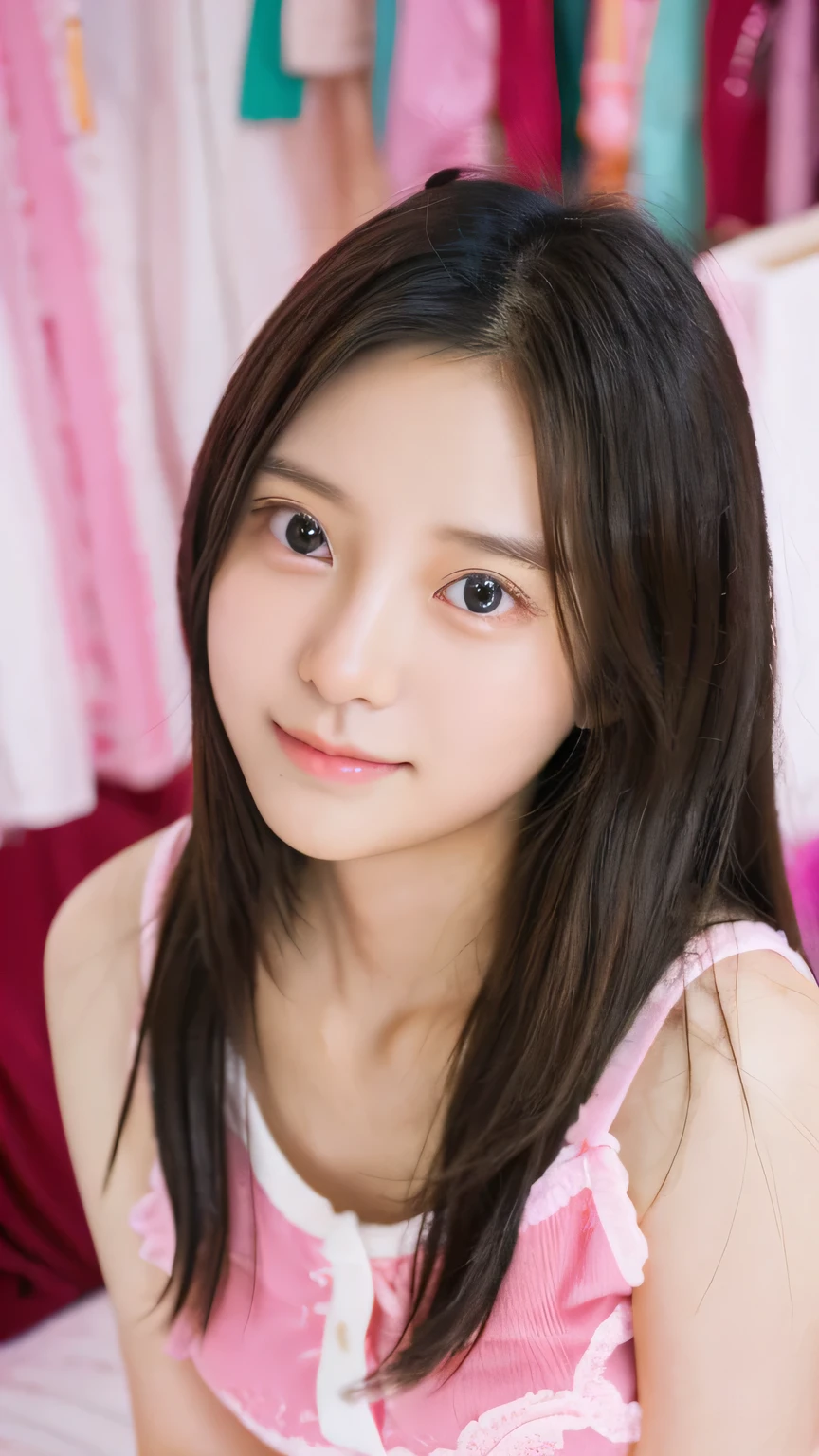 student girl korean cute face model studio photo double background her room,pink girl room, girl room
