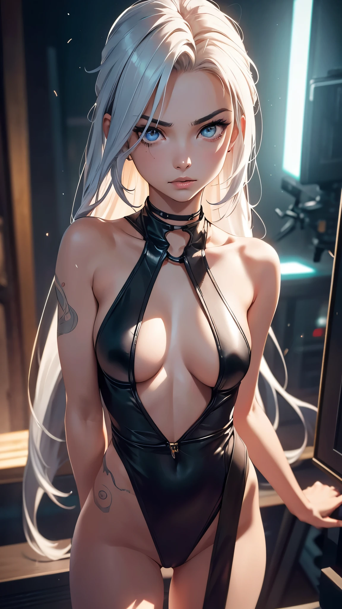 anime girl with white hair and black clothes posing naked, extremely detailed artgerm, detailed digital anime art, artgerm on artstation pixiv, guweiz on pixiv artstation, guweiz on artstation pixiv, fanart best artstation, :: rossdraws, trending on artstation pixiv, rossdraws 2. 5