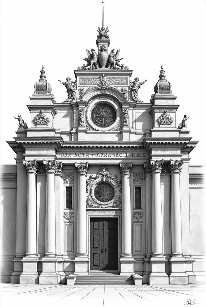 Facade of the Montevideo City Hall drawing