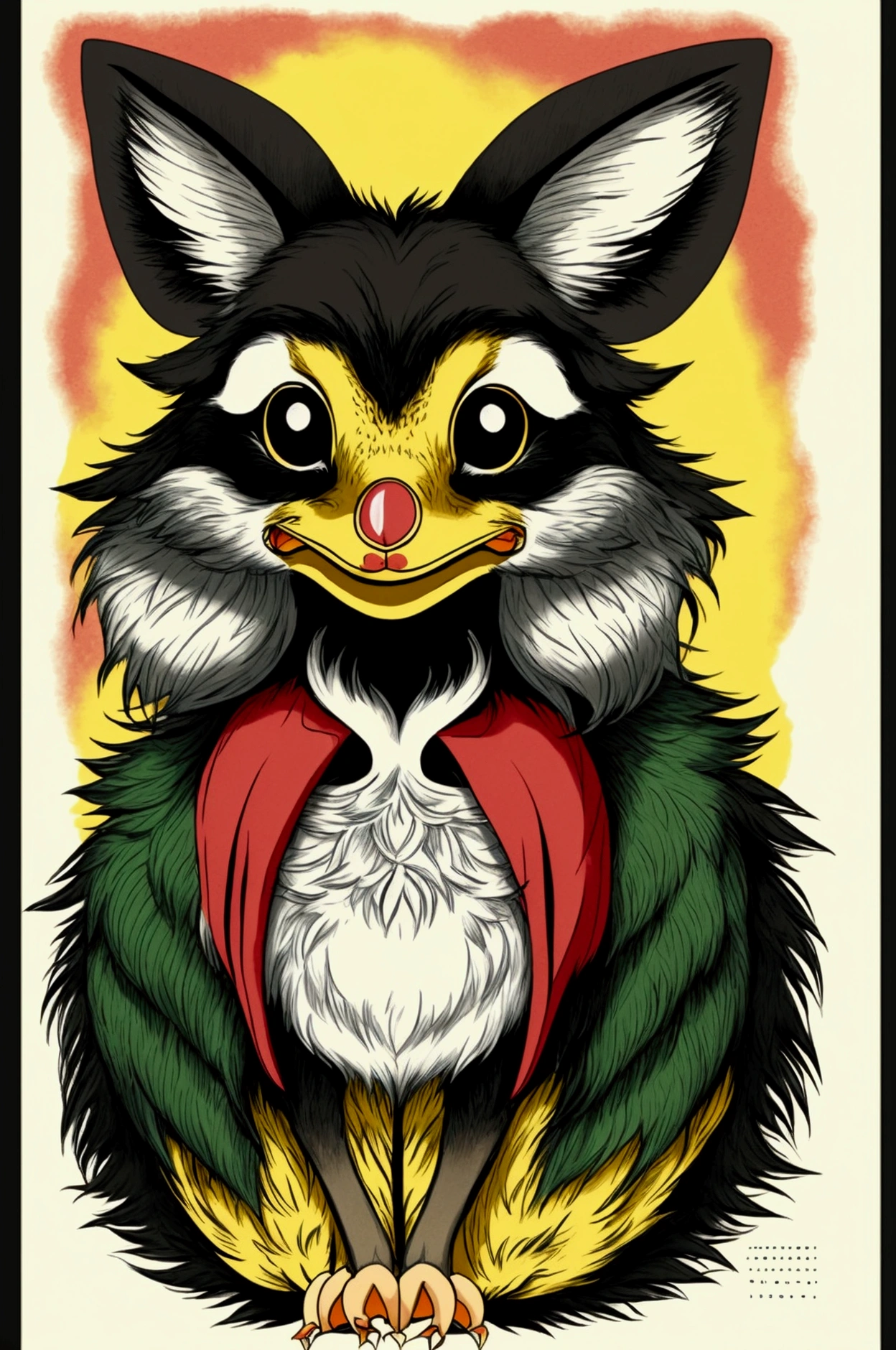 Wolpertinger made of duck + Hase + mouse + In bright colors + Anime to print on request