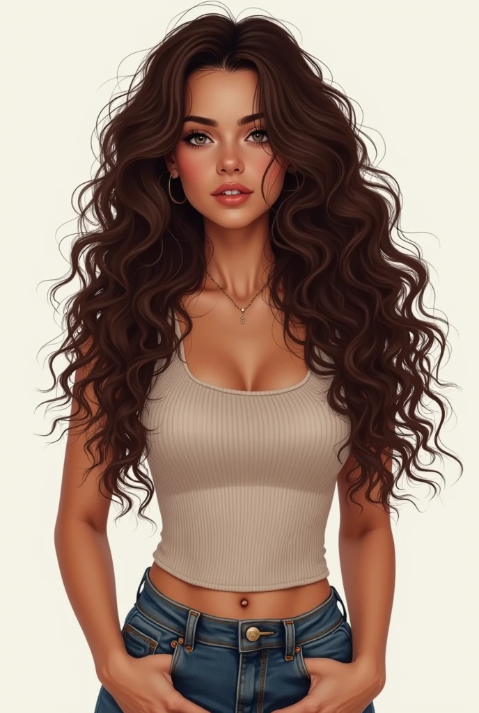 Prompt cabelos cacheados
generates the image of a young woman weighing an average of 70kg, beautiful, elegant and modern She is young, 26 years old, has long, curly dark brown hair, her curls are well defined, with perfect curvatures and a natural dark brown. I'm looking for coverage the image must be full body perfect, well-drawn hands, well cared for and realistic and painted white.