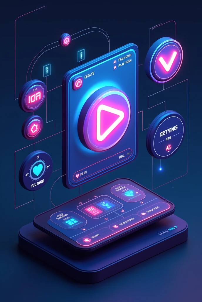 Not like that logo on the top player tool play button create button in the middle daily in the right middle social media bottom left settings in down middle more games down right