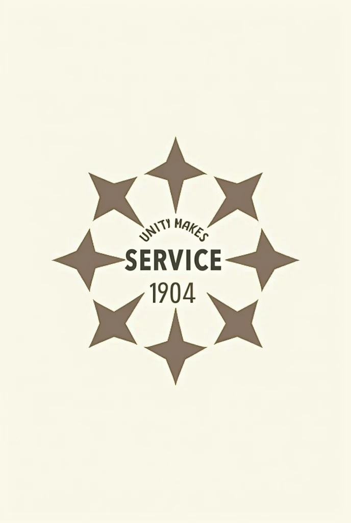 Create a logo with the motto "Unity makes service" with 5 stars and the year 1904