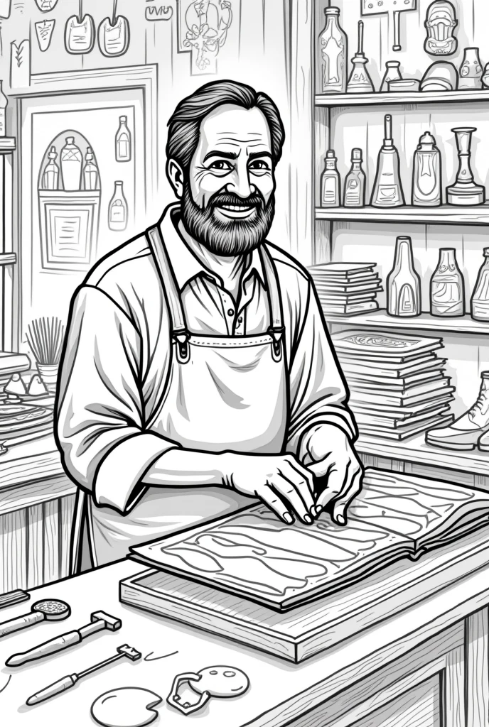 create a coloring book of a shoemaker