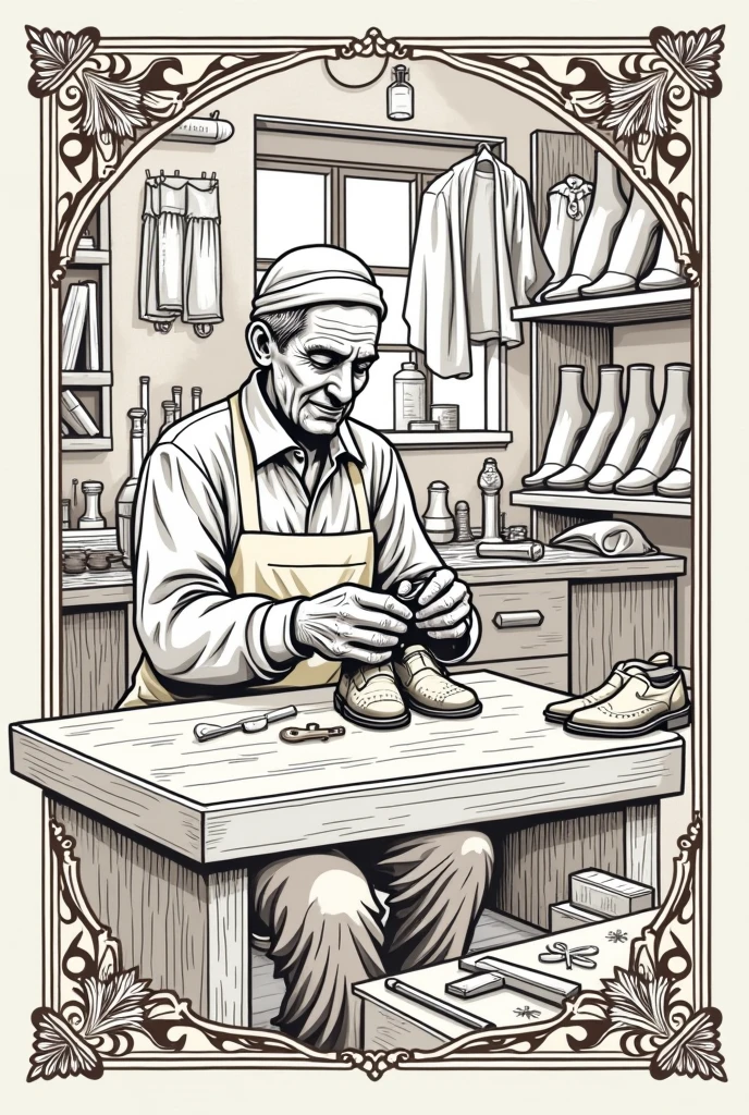 create a coloring book of a shoemaker