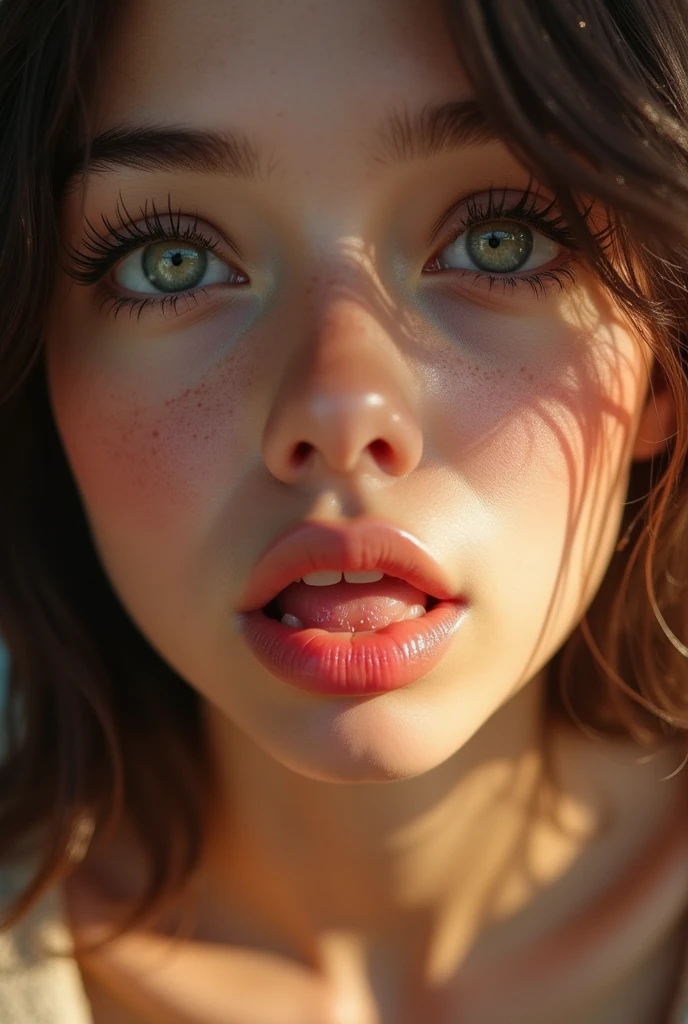 A cute girl with lots of cum in her mouth, detailed portrait, photo-realistic, beautiful detailed eyes, beautiful detailed lips, extremely detailed face and skin, long eyelashes, natural lighting, warm color palette, cinematic composition, highly detailed, hyper realistic, 8K, masterpiece