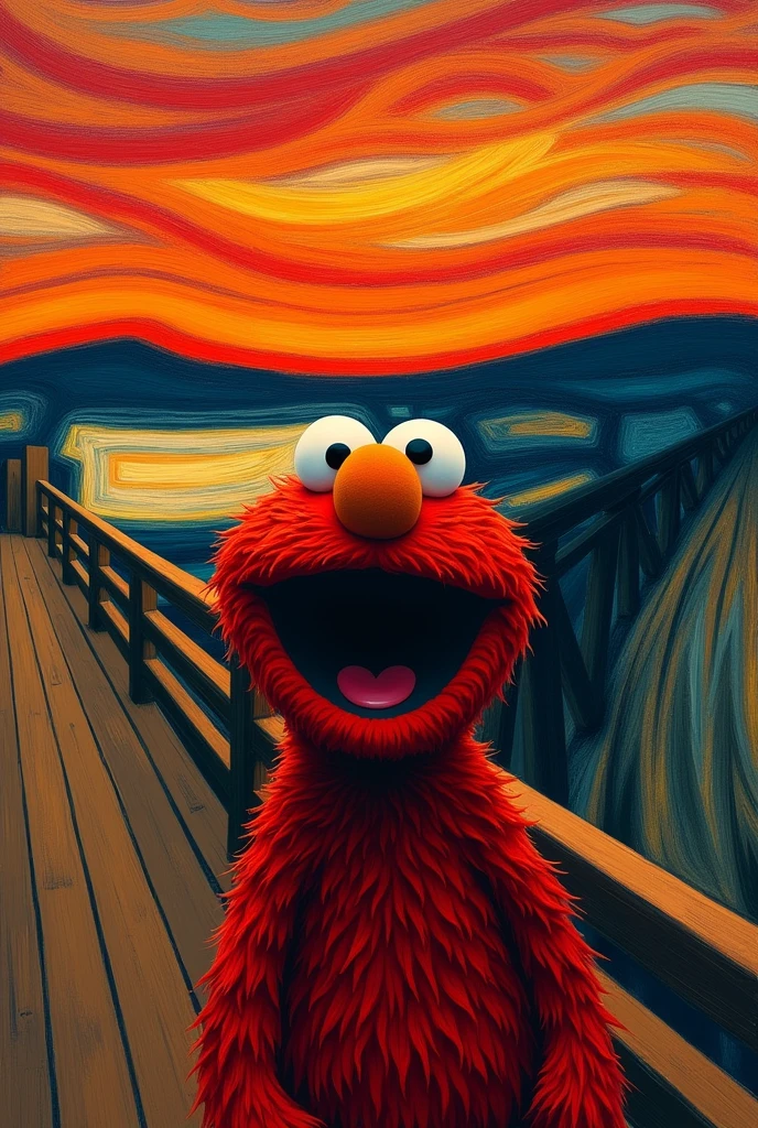 The famous 1800's scream painting that has Elmo scared