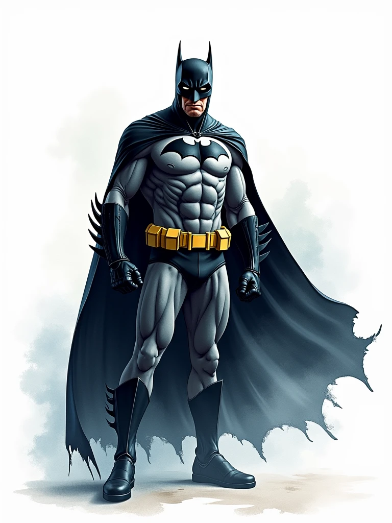 in watercolor style, batman, white background