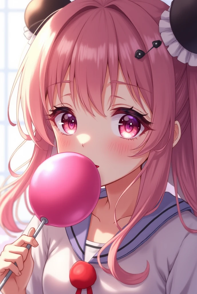 Anime girl, cute girl, sucking giant lollipop, highly detailed, 1girl, beautiful detailed eyes, beautiful detailed lips, extremely detailed face, long eyelashes, colorful, vibrant colors, soft lighting, pastel colors, kawaii, sweet, adorable, (best quality,4k,8k,highres,masterpiece:1.2),ultra-detailed,(realistic,photorealistic,photo-realistic:1.37),soft focus, cute expression, playful, candy, dessert, sweets, lollipop, cute outfit, anime style, fantasy, whimsical