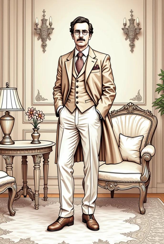 create a coloring book of a bourgeois in light brown