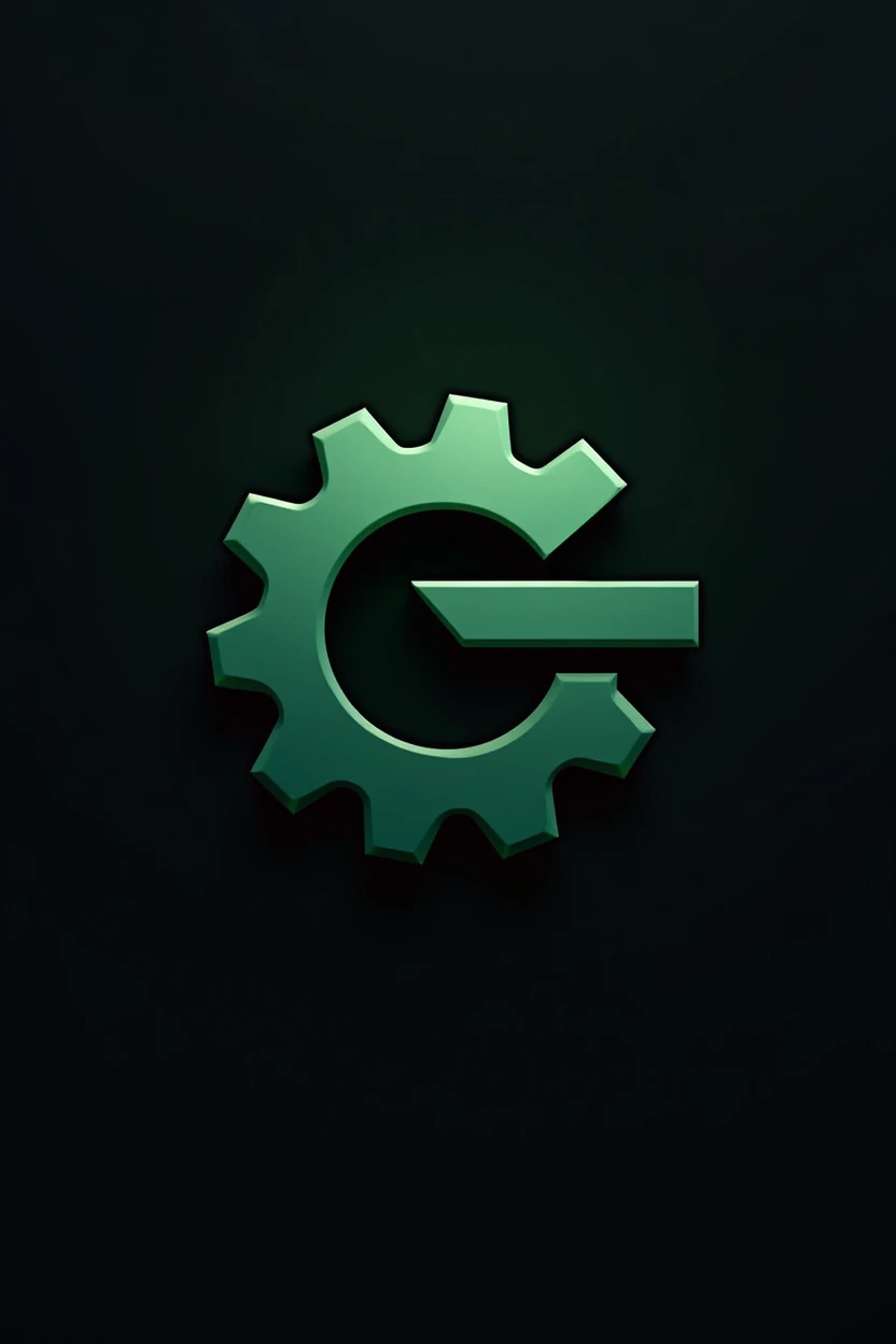 Abstract engine logo , black , dark green, 2D 
