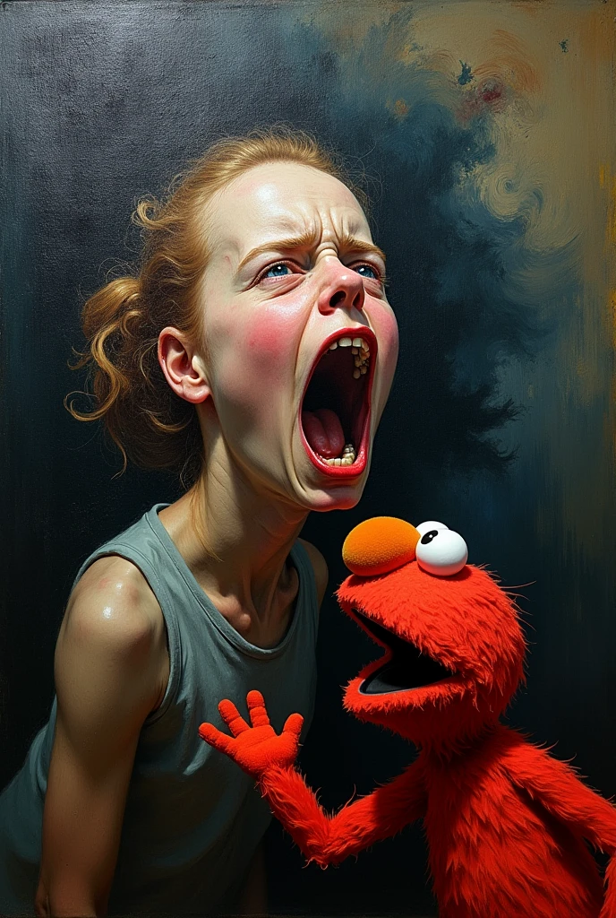 The famous 1800's scream painting that has Elmo scared