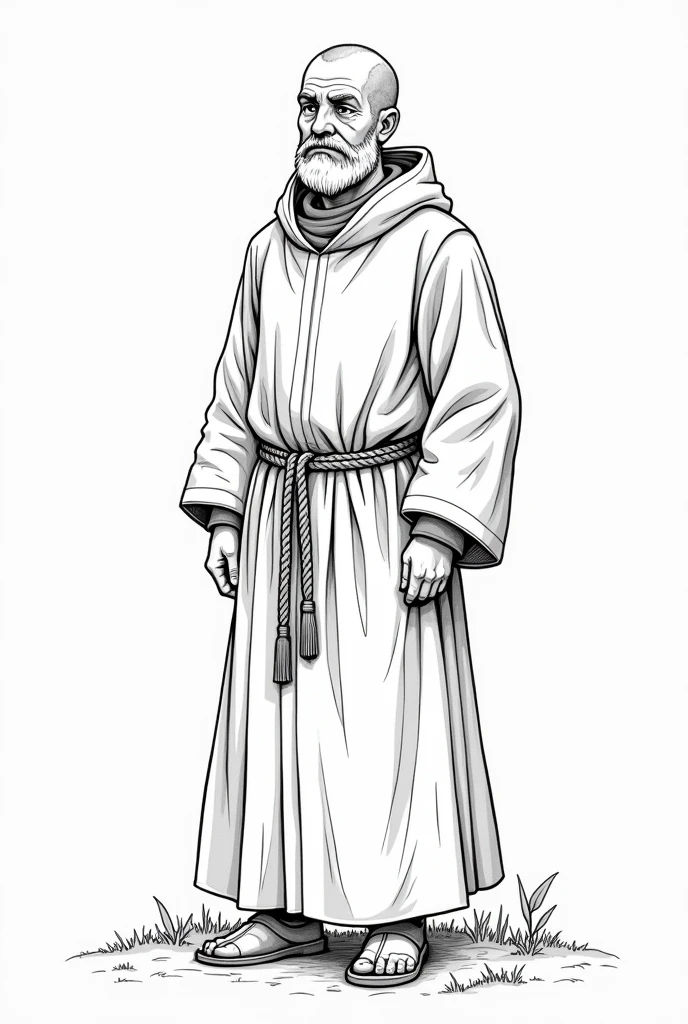 create a coloring book of a friar  in light brown