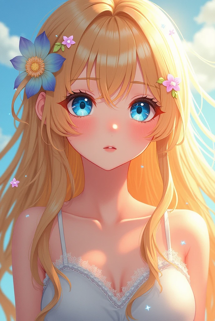 Blonde blue eyed anime girl
