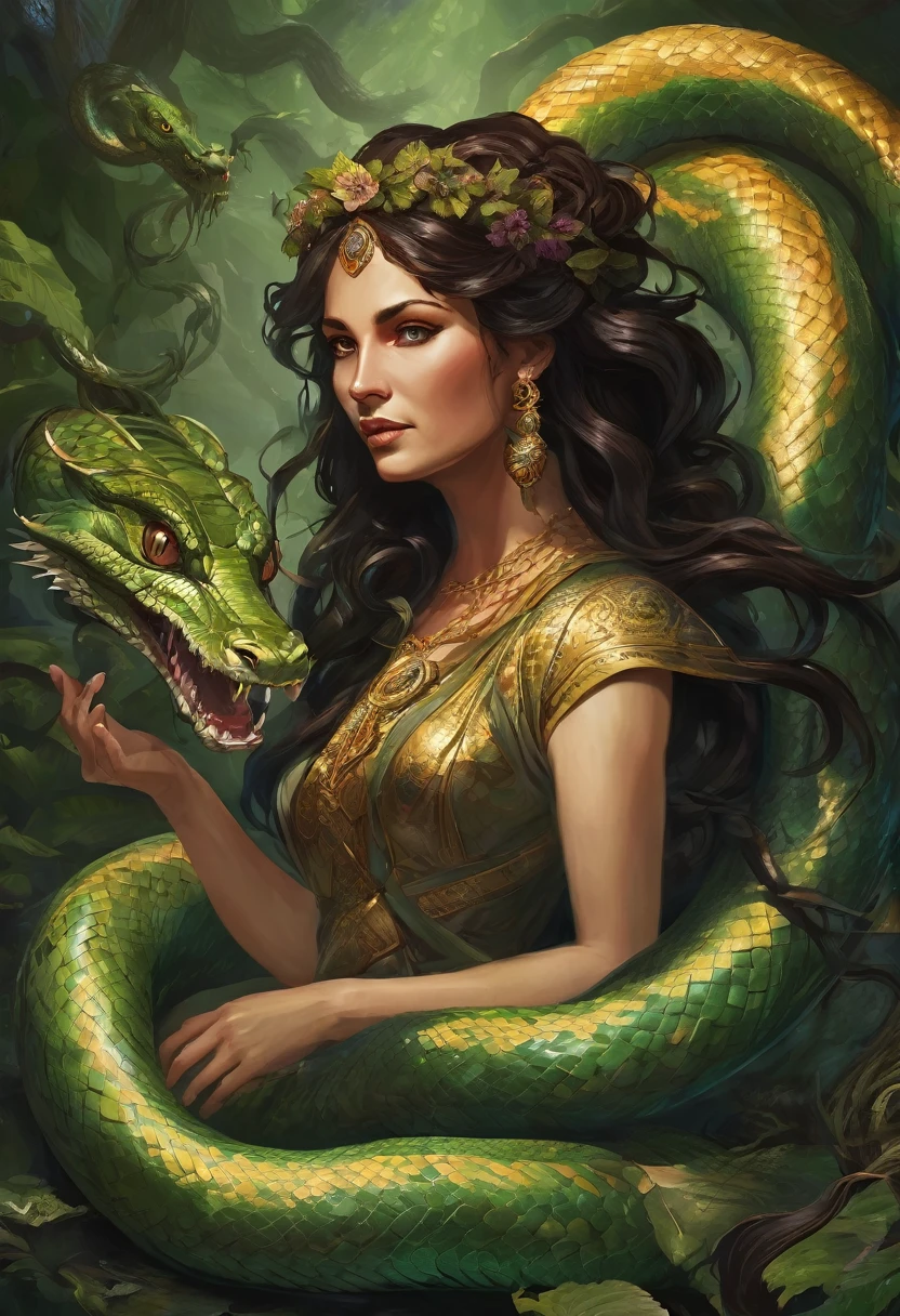 Create a detailed backstory for the Gorgon Serpent, exploring its origins, its relationship with other mythical creatures, and the legends that surround it. Consider how it interacts with humans and what moral lessons its tale might convey.