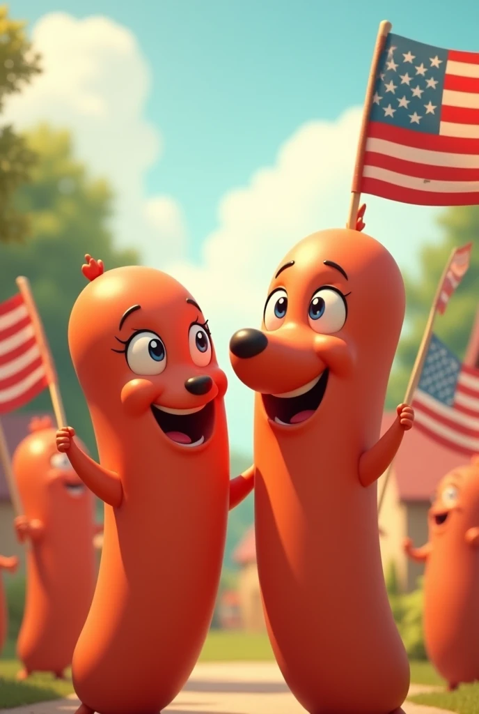 Animated tender sausage flags
