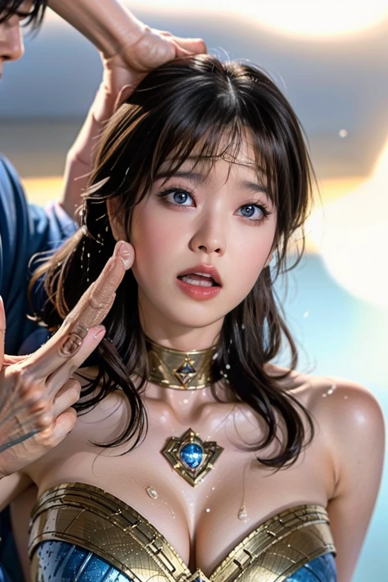 私はWonder Womanです、完璧なWonder Womanの衣装,押しdefeat,defeat,A man straddles me,Grabbed by the face、Hug from the front,I was hugged,be strangled to death,You can have it.,Men lick my face with their tongues,The guys lick my head with their tongues,Men lick my hair with their tongues,My body is licked by men,sleeping face,close ~ eye,Open your mouth,Tired face,Face of Suffering,Being slapped in the face,Getting punched in the face,Fighting with men,Fight with the men,Surrounded by men,,Caught between men,Being held back by men,Entanglement with males, Being attacked by a man,Brown Hair,  masterpiece、beautiful girl、fine eye、puffy eye、Highest quality, 超High resolution, (reality: 1.4), Cinema Lighting,so beautiful、Beautiful Skin、(超reality的な)、(High resolution)、(8k)、(Very detailed)、(美しくて立派なeye)、(Very detailed)、 Detailed face、Diagonal bangle hair、Brown Hair、20-year-old、Wonder Womanのコスプレ，Wonder Woman、(Open your mouth、Scream、Moan in pain, Feeling pain, Flowing Tears:1.5),Troubled expression, (it hurts), (Lost the battle), 