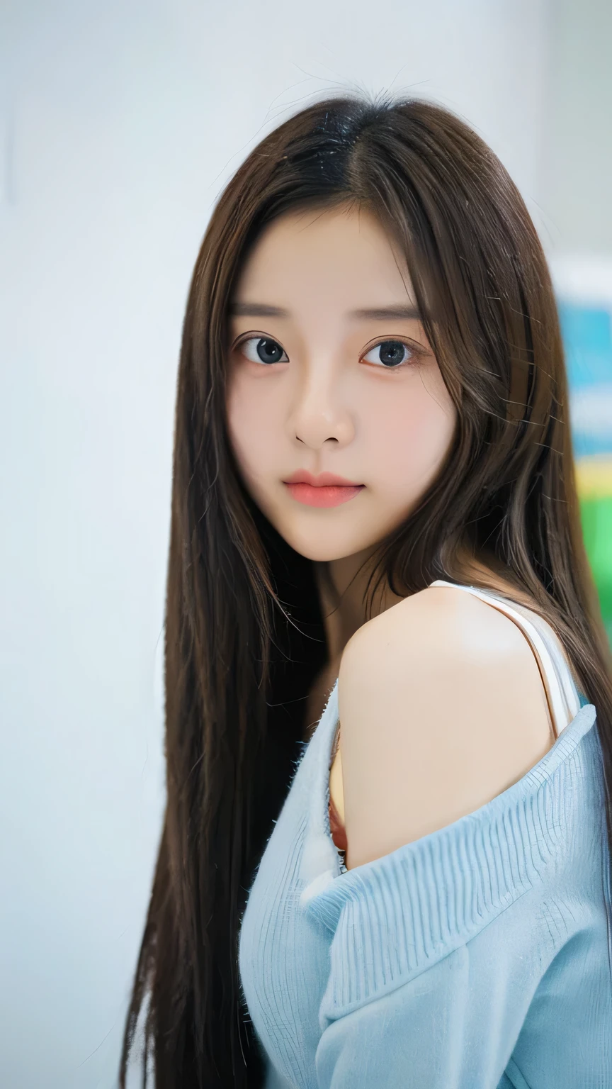 student girl korean cute face model studio photo double background her home