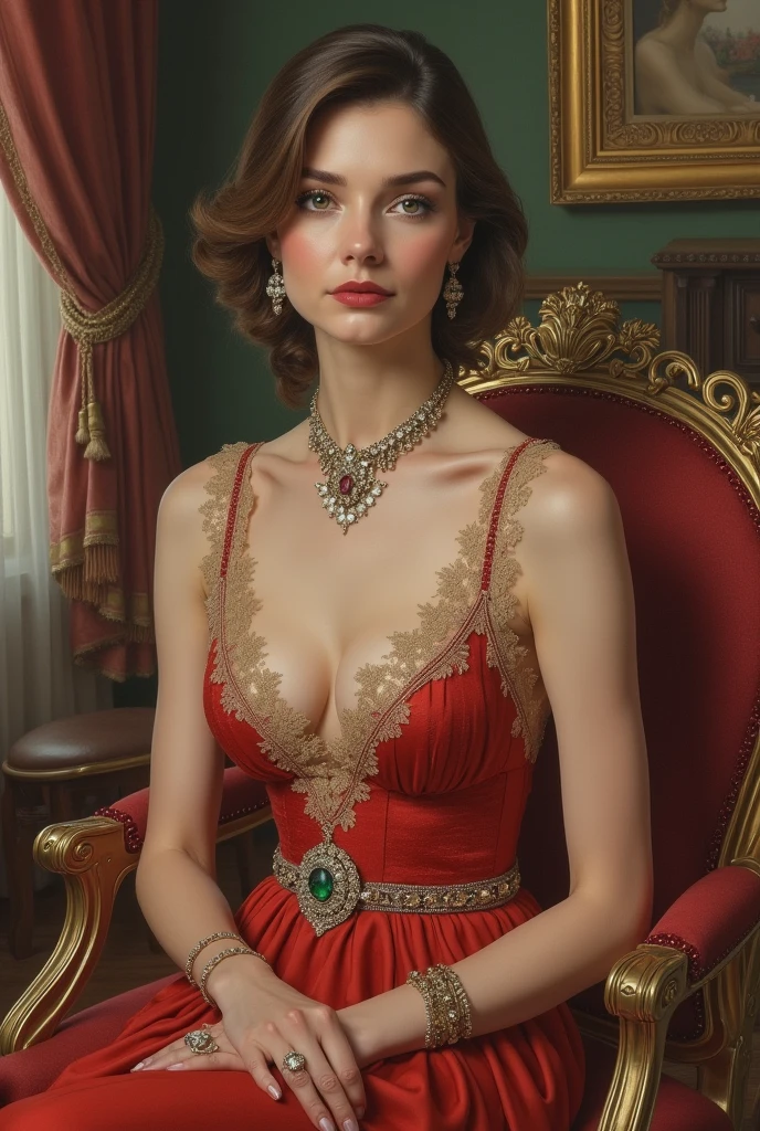Create a drawing of a bourgeois woman