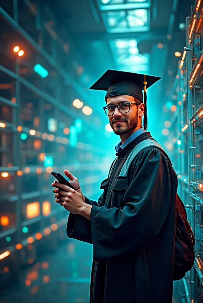 Create a visually striking and engaging image designed to capture attention on Facebook Ads and generate strong interest in enrolling in an engineering course. The design should be eye-catching and inspire action. Include the following elements:
Bold Visuals:
Central Focus: Feature a compelling central image, such as a confident student in graduation attire holding engineering tools or working on a futuristic project.
Dynamic Background: Use a vibrant and dynamic background that contrasts with the central image, such as a blend of modern technology and professional elements. Consider incorporating abstract patterns or gradient colors to draw the eye.
Clear Messaging:
Headline Text: Include a bold, prominent headline that reads "Transform Your Future with Engineering!" Use a strong, modern font that stands out against the background.
Subheadline: Add a brief, persuasive subheadline such as "Unlock Endless Opportunities in Engineering" or "Start Your Journey to Innovation and Success."
Visual Elements:
Icons or Graphics: Integrate simple icons or graphics that represent engineering fields, such as gears, blueprints, or circuit patterns, subtly blended into the design.
Call to Action: Include a clear, attention-grabbing call to action button or text, such as "Enroll Now" or "Learn More," with a contrasting color that draws the viewer’s eye.
Color Palette:
Use vibrant, engaging colors that create visual impact and contrast effectively, such as bold blues, greens, and metallics. Ensure the colors are consistent with your brand and convey a sense of excitement and professionalism.
Professional and Clean Design:
Ensure the overall design is clean, professional, and not overcrowded. The image should convey a sense of sophistication and modernity while being easy to read and understand at a glance.
The image should be designed to quickly grab attention, clearly communicate the benefits of the engineering course, and encourage viewers to take immediate action.
the pers