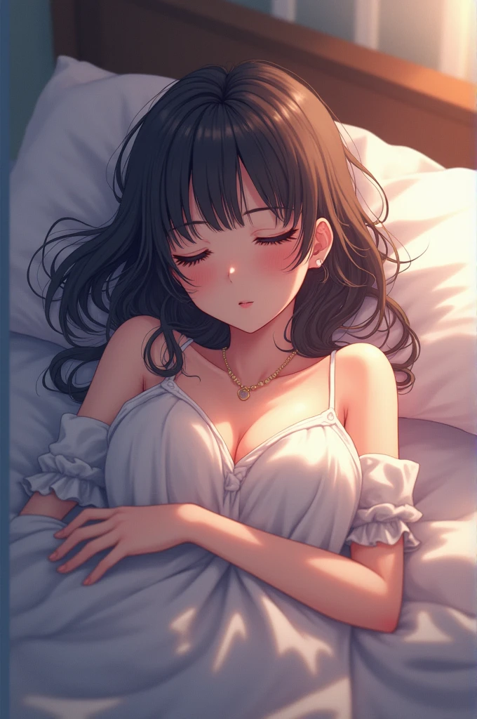 An Anime woman Character sleepw while naked