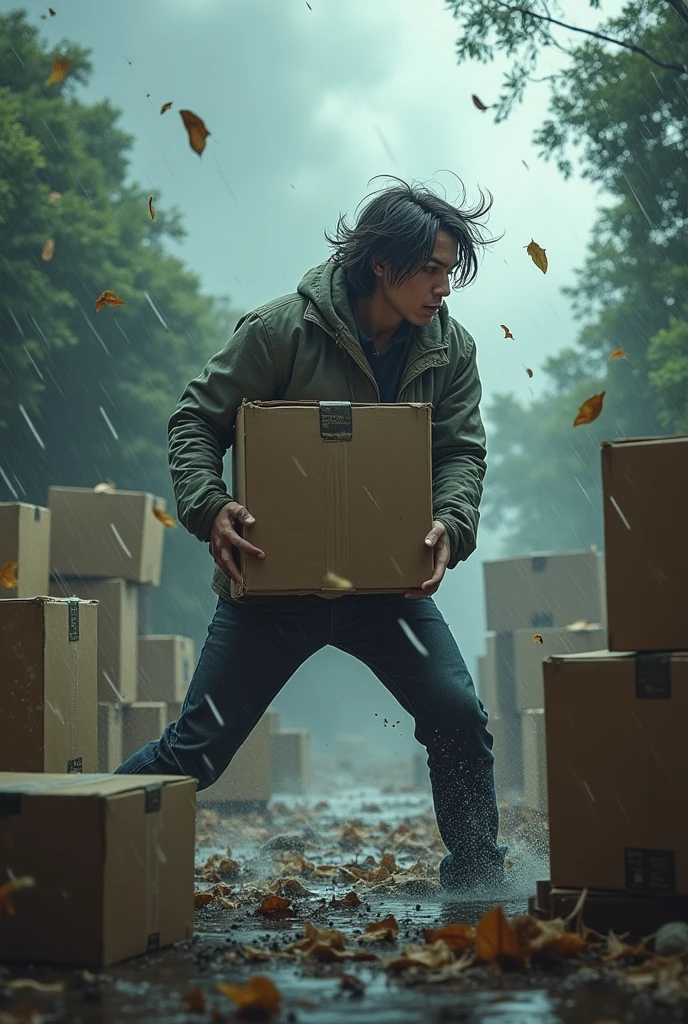 Moving boxes in a hurricane 