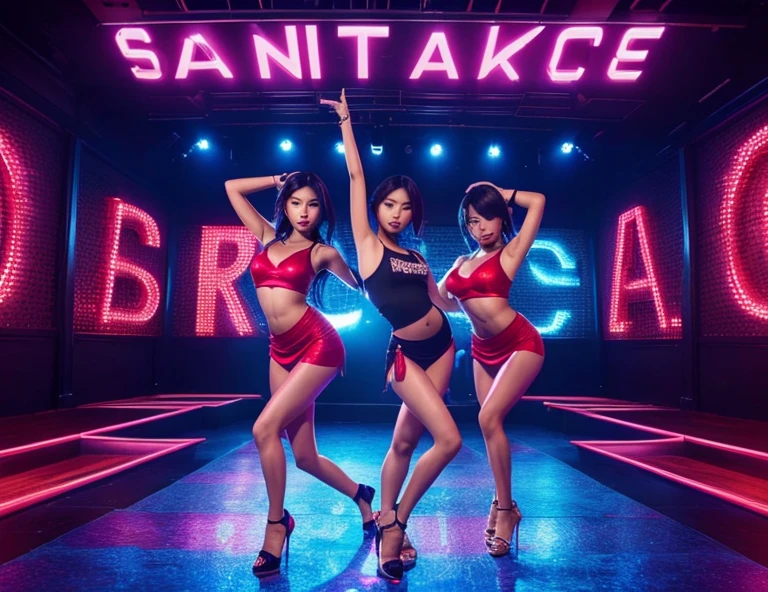 (1girl,2girls,beautiful asian women,hot asian women,women in mini dresses,women in tank tops,sensual dance,dancing,club scene,bold typography,slay,typography poster,high quality,extremely detailed,cinematic lighting,hyper realistic,photorealistic,8k,masterpiece)
