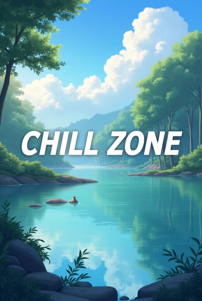 Anime background image with chill zone written in front with style for my discord server banner