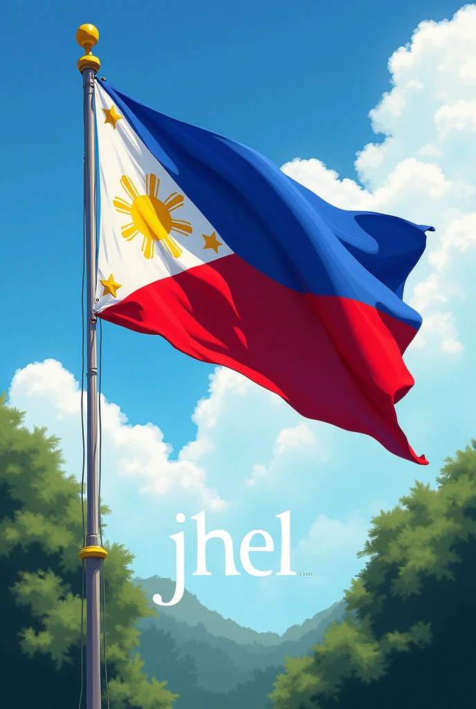 Philippine flag with name " jhel"

