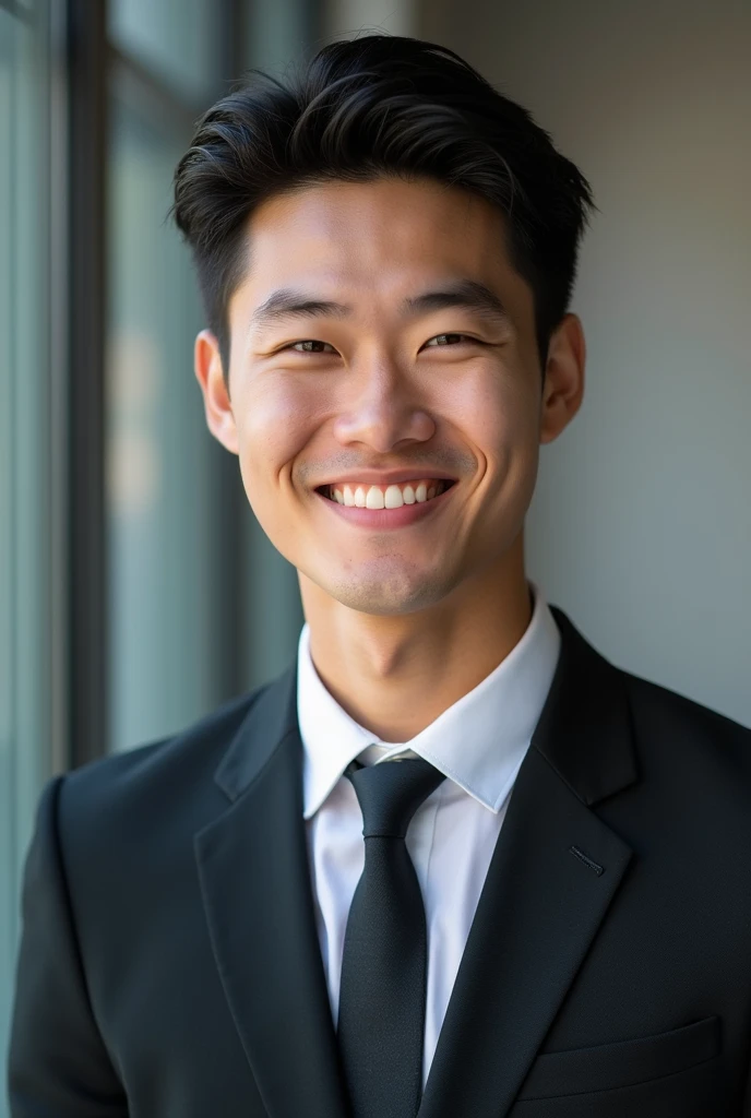 A 22 year old boy with suit 
I smiling look 
