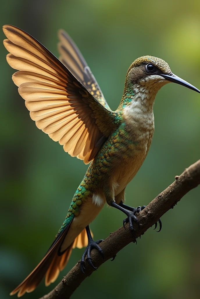 a hummingbird mixed with a velociraptor