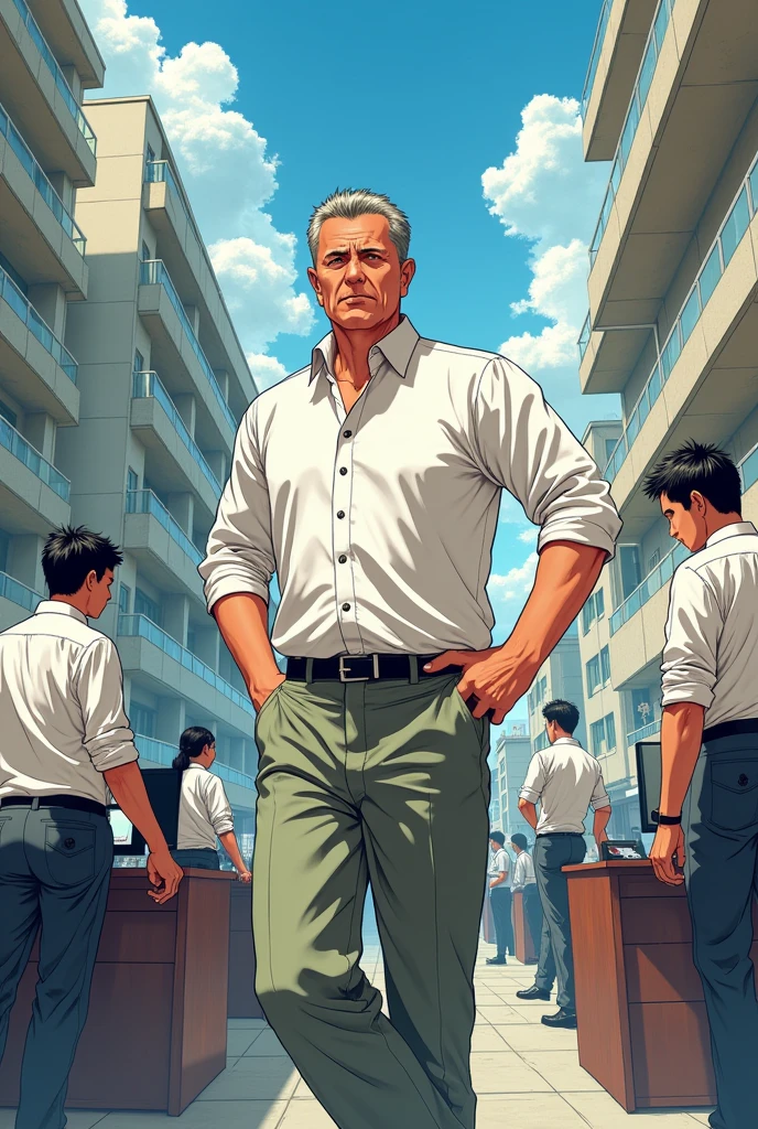 Sketch Characters of a man at work to doing activities. Anime in Japan style