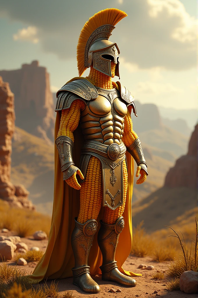 A corn with Spartan armor