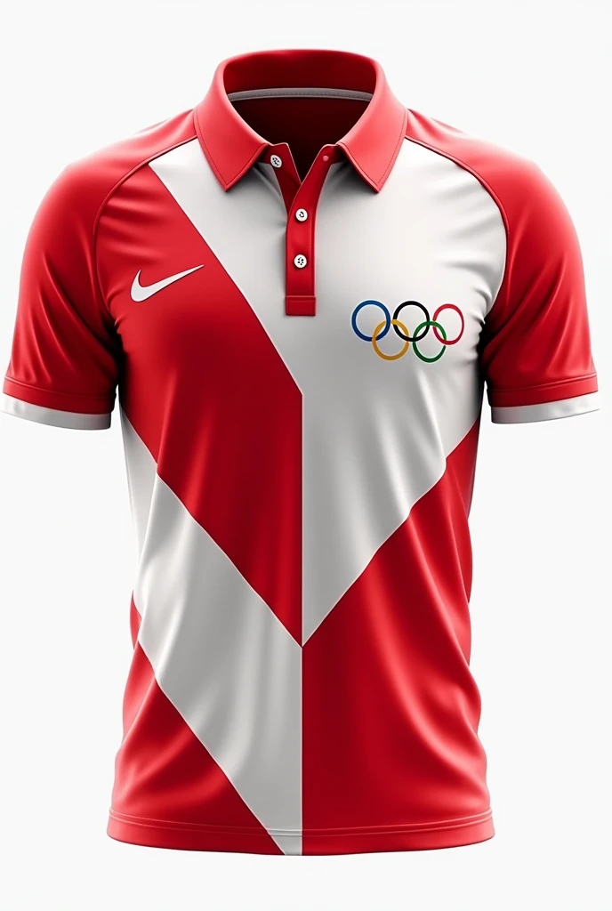 Red and white sports polo design for the Olympics, something sporty and cute