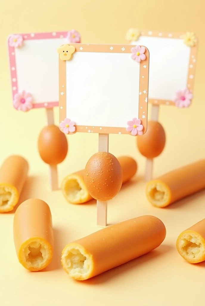 Blank menu on corn dogs with kawaii sticks