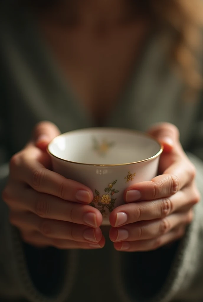 2 main touchant une tasse