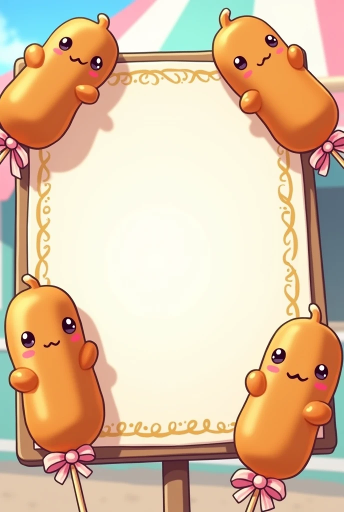 Blank menu on corn dogs with kawaii sticks