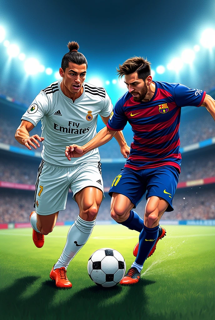 Football manga cover with cr7 vs messi