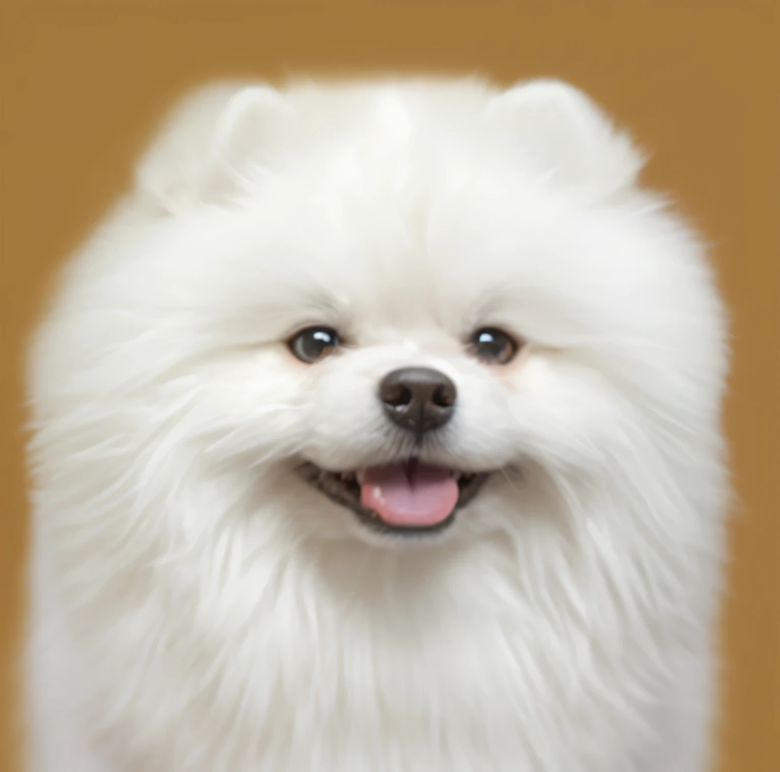 a very cute furry dog, hair drawn like cartoons, Perfectly drawn Eyes, eyes like a cartoon, gorgeous eyes, perfects eyes, She is very happy, She is smiling, the image is very detailed