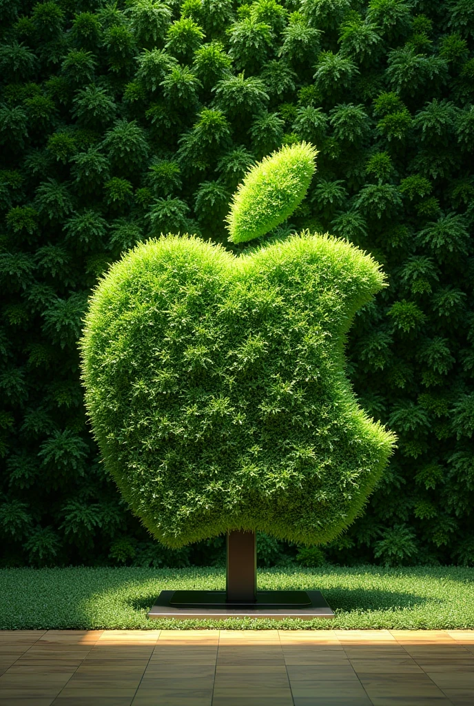 Spell the MyStyle plant with Apple devices, The background has to be a green wall of artificial plants
