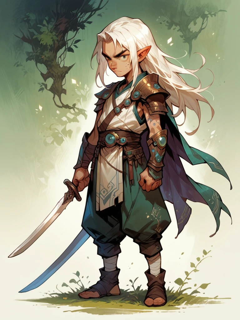 score_9, score_8_up, score_7_up, score_6_up, solo, 1 boy, ???, long hair, white hair, wearing bones shoulder armor, pauldrons, holding a sword, full body, g4n1m3,