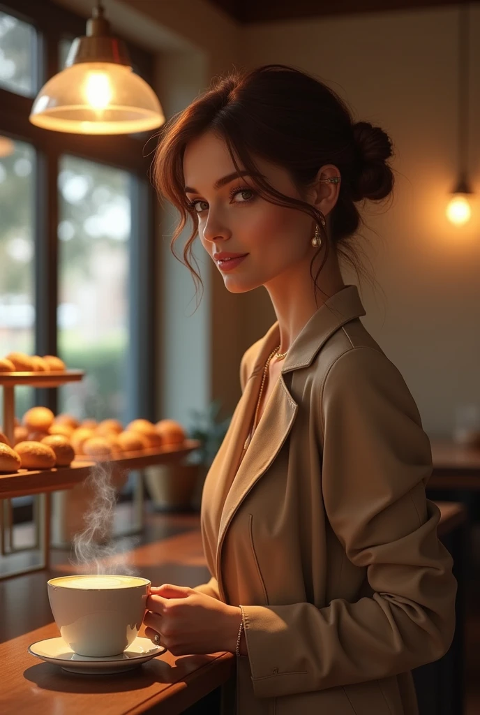 Une femme commande un cappuccino