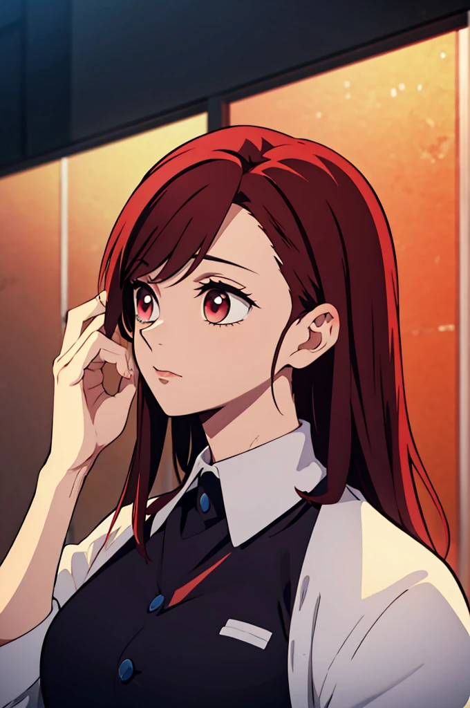 The tips of her hair are a reddish color