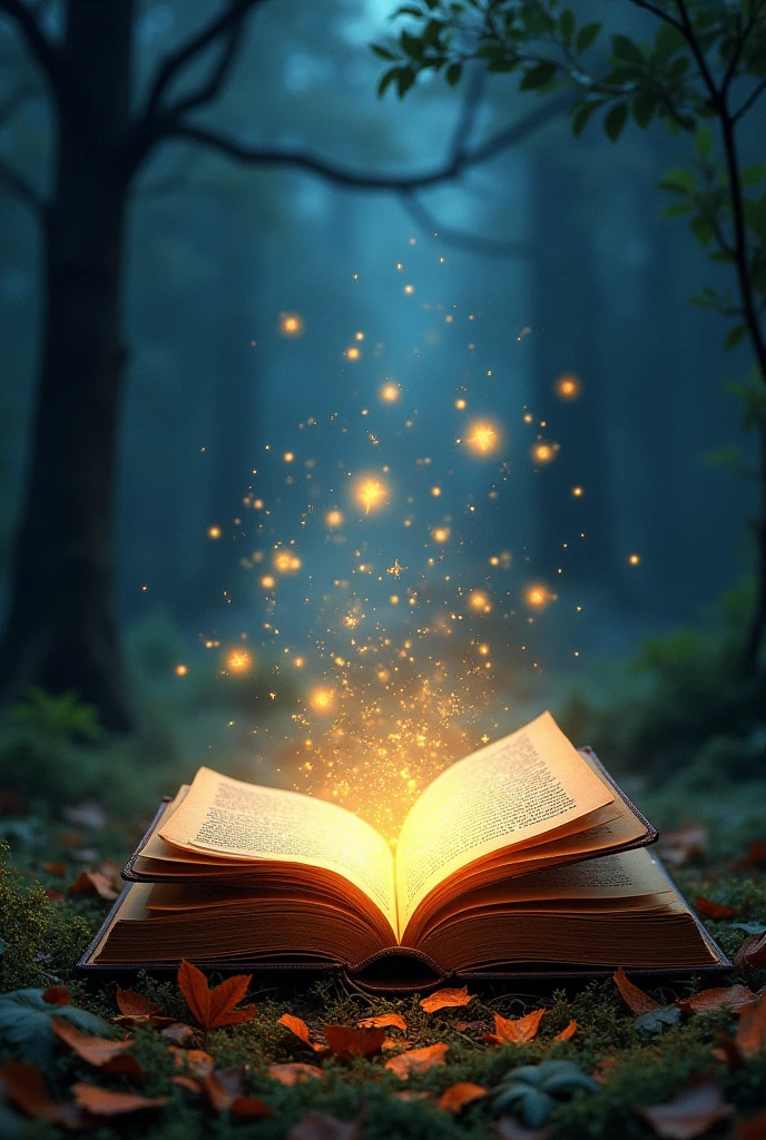 MAGIC BOOK AND IN THE MIDDLE TELL ENCHANTED STORIES