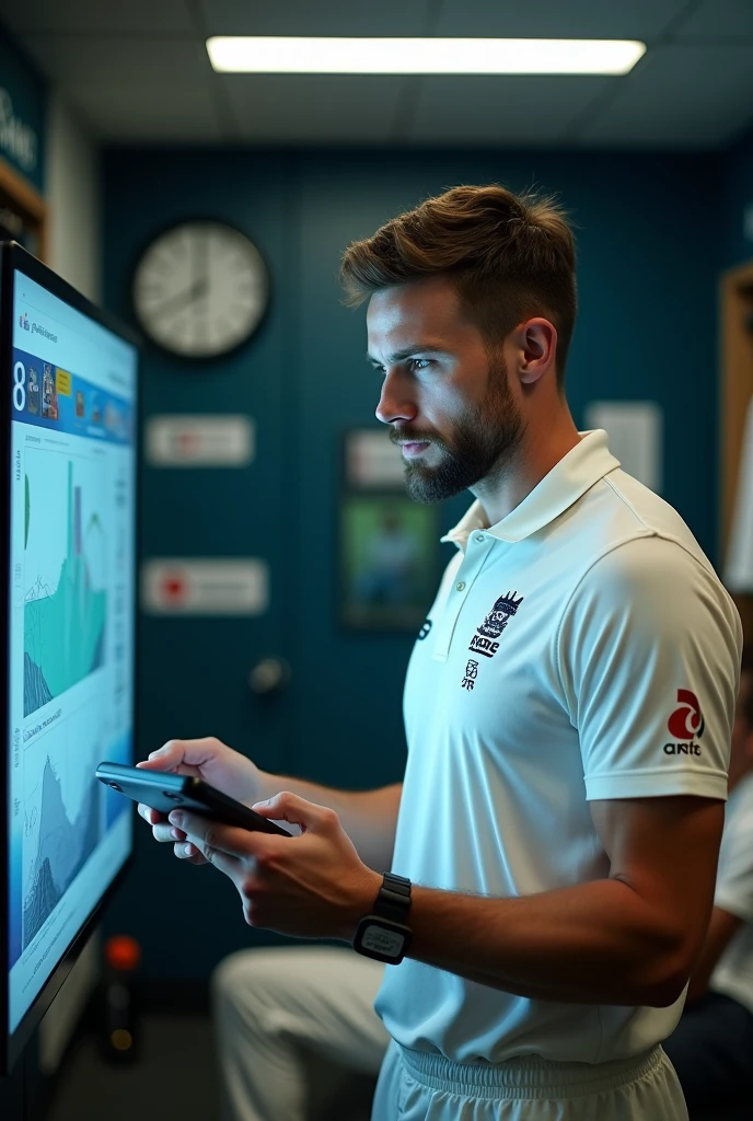 Male, cricketer, face to screen
